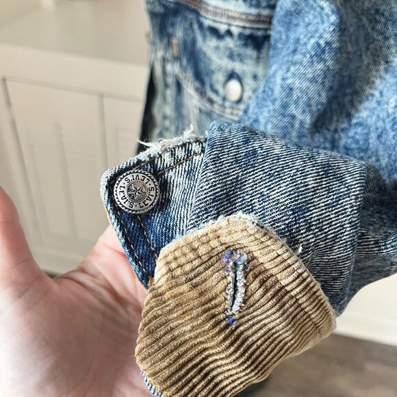 Vintage Levi's Corduroy Collar Cuff Denim Jean Jacket Unisex Size Men S/Women L - Picture 6 of 10